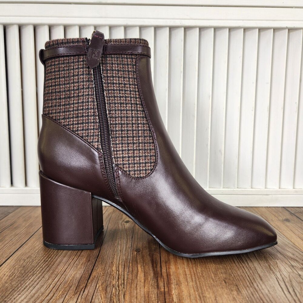Franco Sarto Tribute Bootie Womens Sz 8.5W Wide Brown Leather Heeled Ankle Boots - Picture 6 of 13